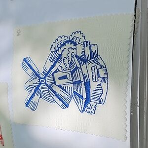 Handmade machine embroidery windmill patch